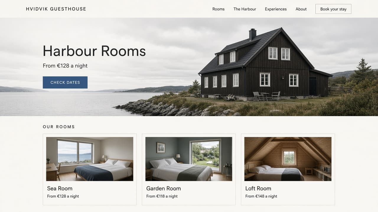 A rooms site that takes the booking, not a brochure