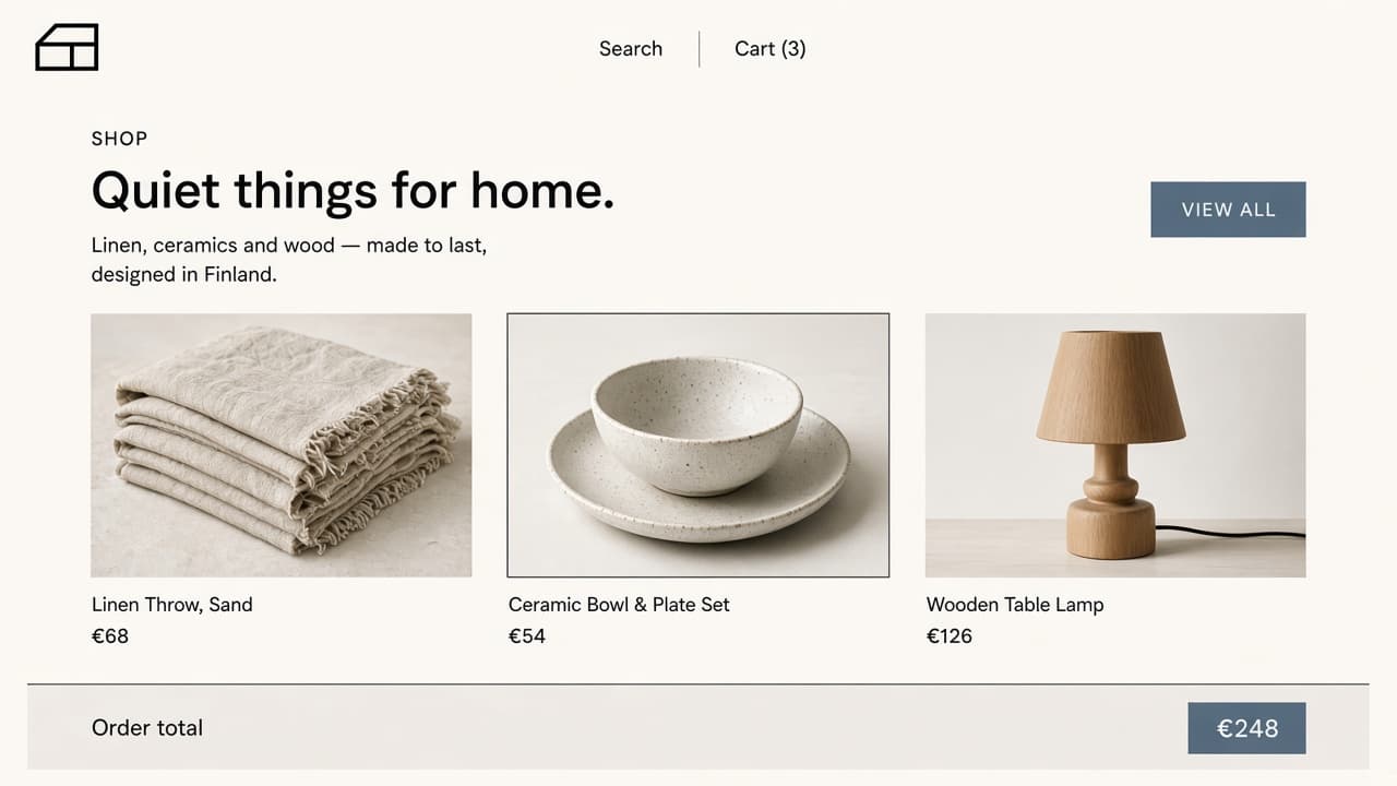 A storefront that could carry a real catalogue